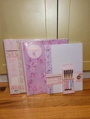 NWT LoveShackFancy x Yoobi School Supplies 4 Pc Set - Floral & Pink Coquette HTF